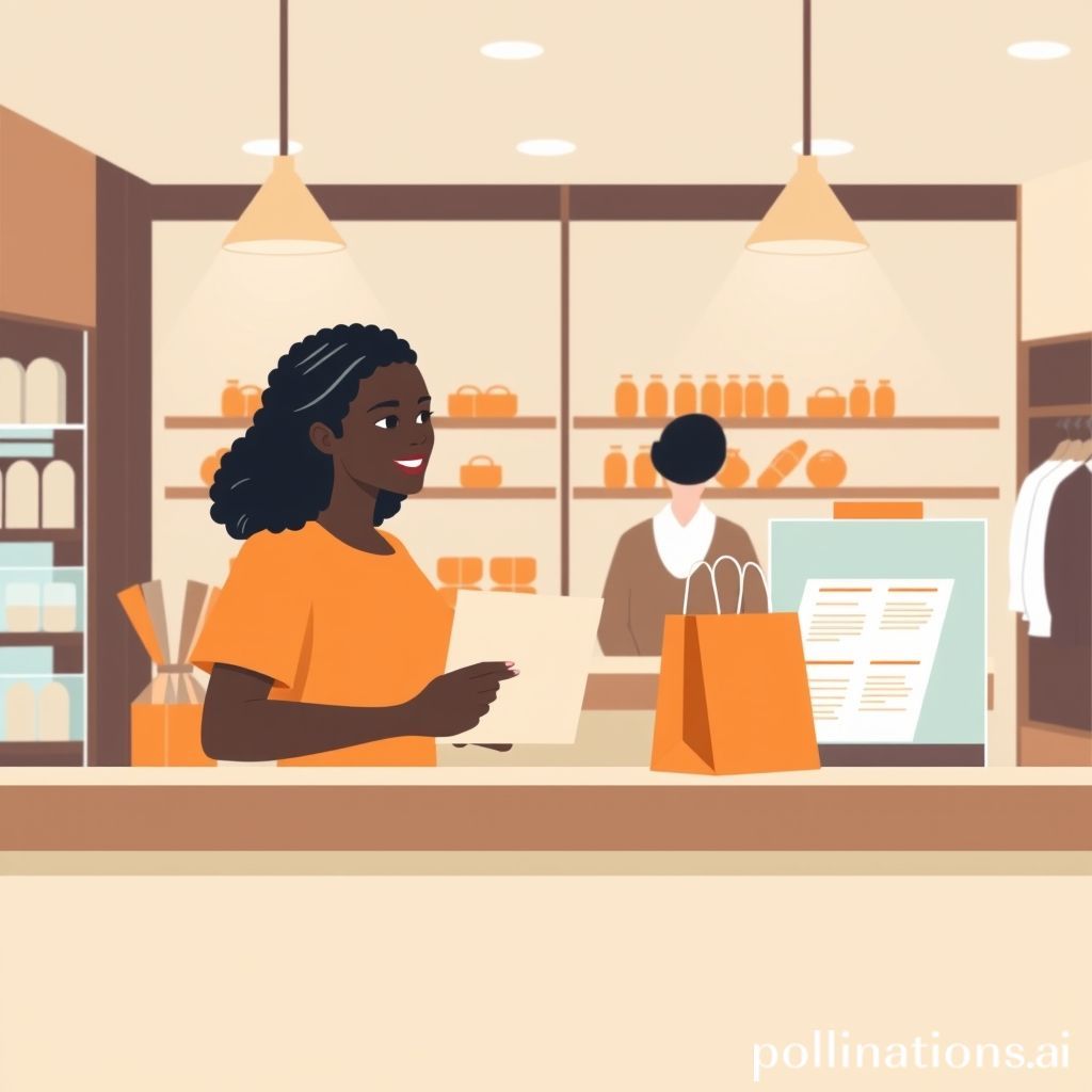 Caissière utilisant un smartphone